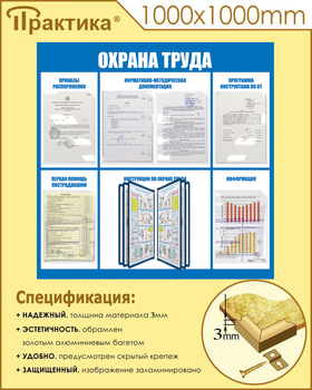 С98 Стенд охрана труда (1000х1000 мм, пластик ПВХ 3 мм, алюминиевый багет золотого цвета) - Стенды - Стенды по охране труда - магазин ОТиТБ - охрана труда и техника безопасности