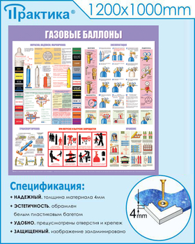 C41 Стенд газовые баллоны (1000х1000 мм, пластик ПВХ 3 мм, Прямая печать на пластик) - Стенды - Тематические стенды - магазин ОТиТБ - охрана труда и техника безопасности