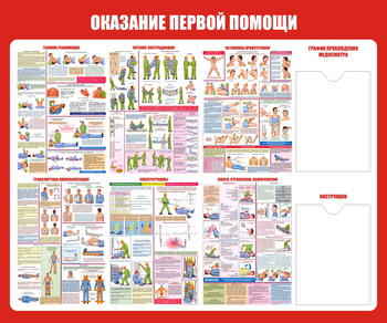 С17 Стенд оказание первой помощи (1200х1000 мм, пластик ПВХ 3 мм, алюминиевый багет золотого цвета) - Стенды - Стенды по первой медицинской помощи - магазин ОТиТБ - охрана труда и техника безопасности