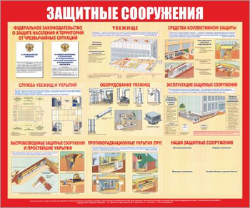 С58 Стенд защитные сооружения (1200х1000 мм, 3 мм, Прямая печать на пластик) - Стенды - Стенды по гражданской обороне и чрезвычайным ситуациям - магазин ОТиТБ - охрана труда и техника безопасности