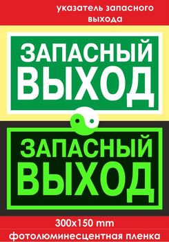 E23 указатель запасного выхода (ГОСТ 34428-2018, фотолюминесцентная пленка, 300х150 мм) - Знаки безопасности - Эвакуационные знаки - магазин ОТиТБ - охрана труда и техника безопасности