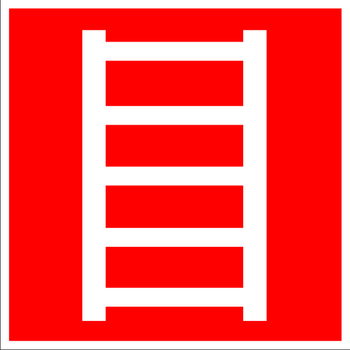 F03 пожарная лестница (пластик, 200х200 мм) - Знаки безопасности - Знаки пожарной безопасности - магазин ОТиТБ - охрана труда и техника безопасности