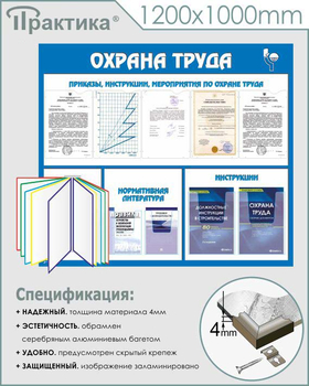 С07 Стенд охрана труда (с перекидной системой) (1300х1000 мм, пластик ПВХ 3 мм, алюминиевый багет серебряного цвета) - Стенды - Стенды по охране труда - магазин ОТиТБ - охрана труда и техника безопасности