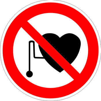 P11 запрещается работа (присутствие) людей со стимуляторами сердечной деятельности (пластик, 200х200 мм) - Знаки безопасности - Запрещающие знаки - магазин ОТиТБ - охрана труда и техника безопасности