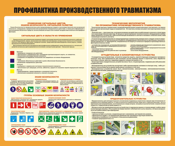 Стенд С210 Профилактика производственного травматизма(1200х1000 мм) - Стенды - Стенды по охране труда - магазин ОТиТБ - охрана труда и техника безопасности