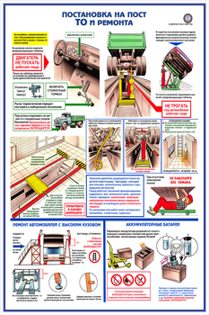 ПС04 Безопасность труда при ремонте автомобилей (ламинированная бумага, А2, 5 листов) - Плакаты - Автотранспорт - магазин ОТиТБ - охрана труда и техника безопасности