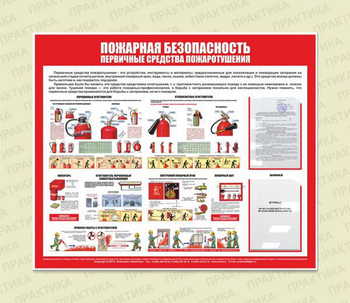 С14 Стенд пожарная безопасность (первичные средства пожаротушения) (1200х1000 мм, карманы, пластик 3 мм, Прямая печать на пластик) - Стенды - Стенды по пожарной безопасности - магазин ОТиТБ - охрана труда и техника безопасности