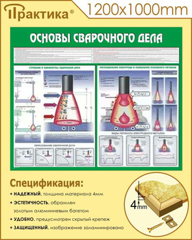 C35 Стенд основы сварочного дела (1200х1000 мм, пластик ПВХ 3 мм, алюминиевый багет золотого цвета) - Стенды - Тематические стенды - магазин ОТиТБ - охрана труда и техника безопасности