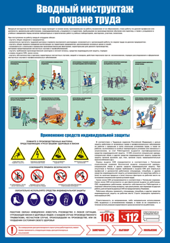 С152 Вводный инструктаж по охране труда (700х1000 мм, пластик ПВХ 3мм, Прямая печать на пластик)  - Стенды - Стенды по охране труда - магазин ОТиТБ - охрана труда и техника безопасности