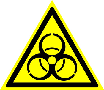 W16 осторожно! биологическая опасность (инфекционные вещества) (пластик, сторона 200 мм) - Знаки безопасности - Предупреждающие знаки - магазин ОТиТБ - охрана труда и техника безопасности