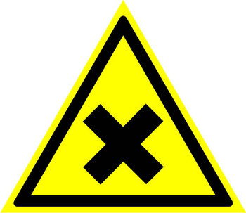 W18 осторожно! вредные для здоровья аллергические (раздражающие) вещества (пластик, сторона 200 мм) - Знаки безопасности - Предупреждающие знаки - магазин ОТиТБ - охрана труда и техника безопасности