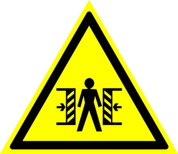W23 внимание! опасность зажима (пластик, сторона 200 мм) - Знаки безопасности - Предупреждающие знаки - магазин ОТиТБ - охрана труда и техника безопасности
