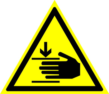W27 осторожно! возможно травмирование рук (пленка, сторона 200 мм) - Знаки безопасности - Предупреждающие знаки - магазин ОТиТБ - охрана труда и техника безопасности